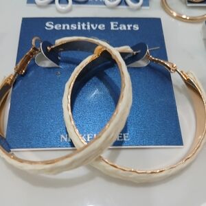 SOLD GOLD HOOPS WITH RAFFIA MEDIUM HOOP BY Sensative Ears Nickle Free